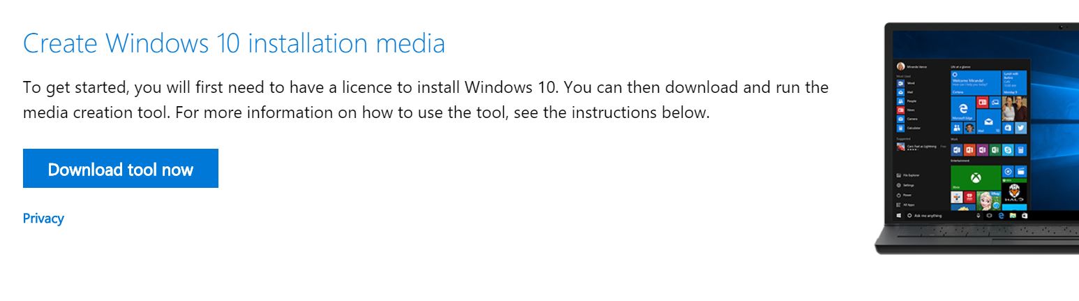 Create Windows 10 installer Media