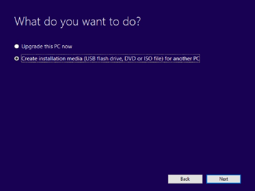 Windows Installation Media Option
