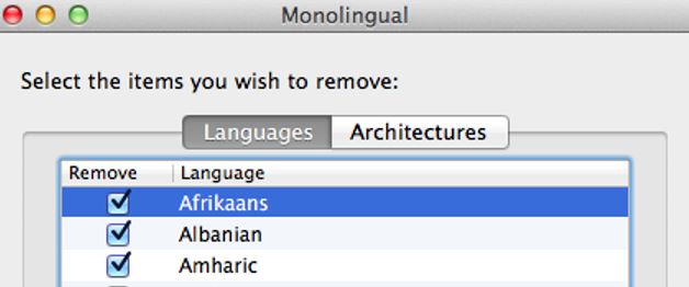Monolingual - Delete language files
