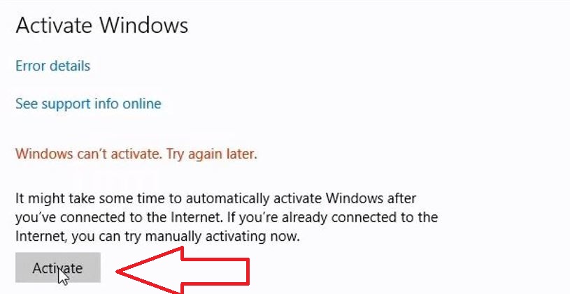 Windows 10 Activation Tab