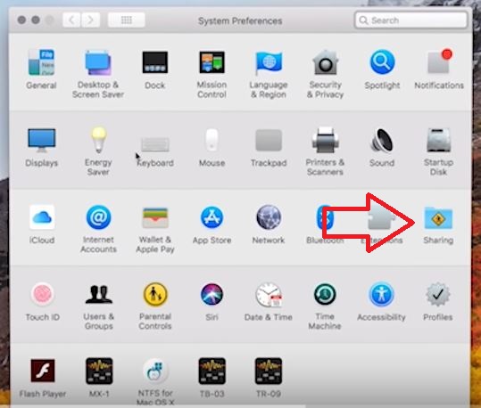 MAC File Sharing Menu