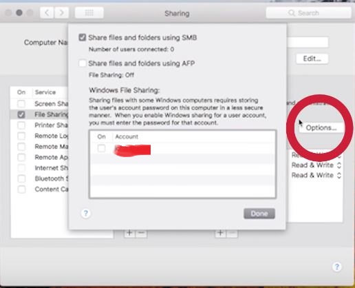 MAC File Sharing Option